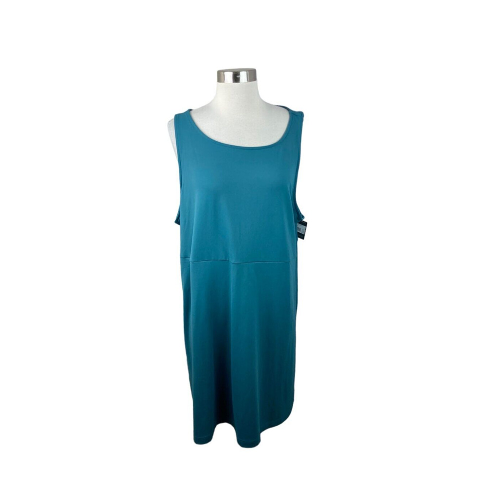 Eddie Bauer NEW XXL 2XL Aster Sleeveless Empire Waist Dress Teal Blue Outdoor